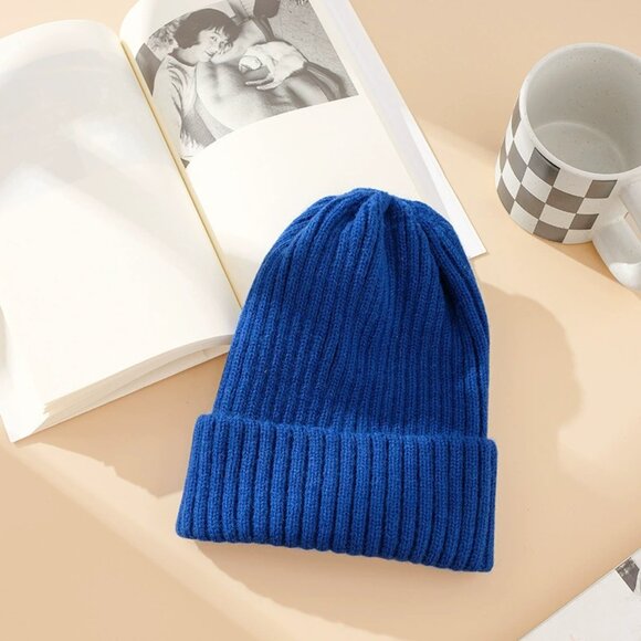 Accessories - Blue Ribbed Knit Beanie